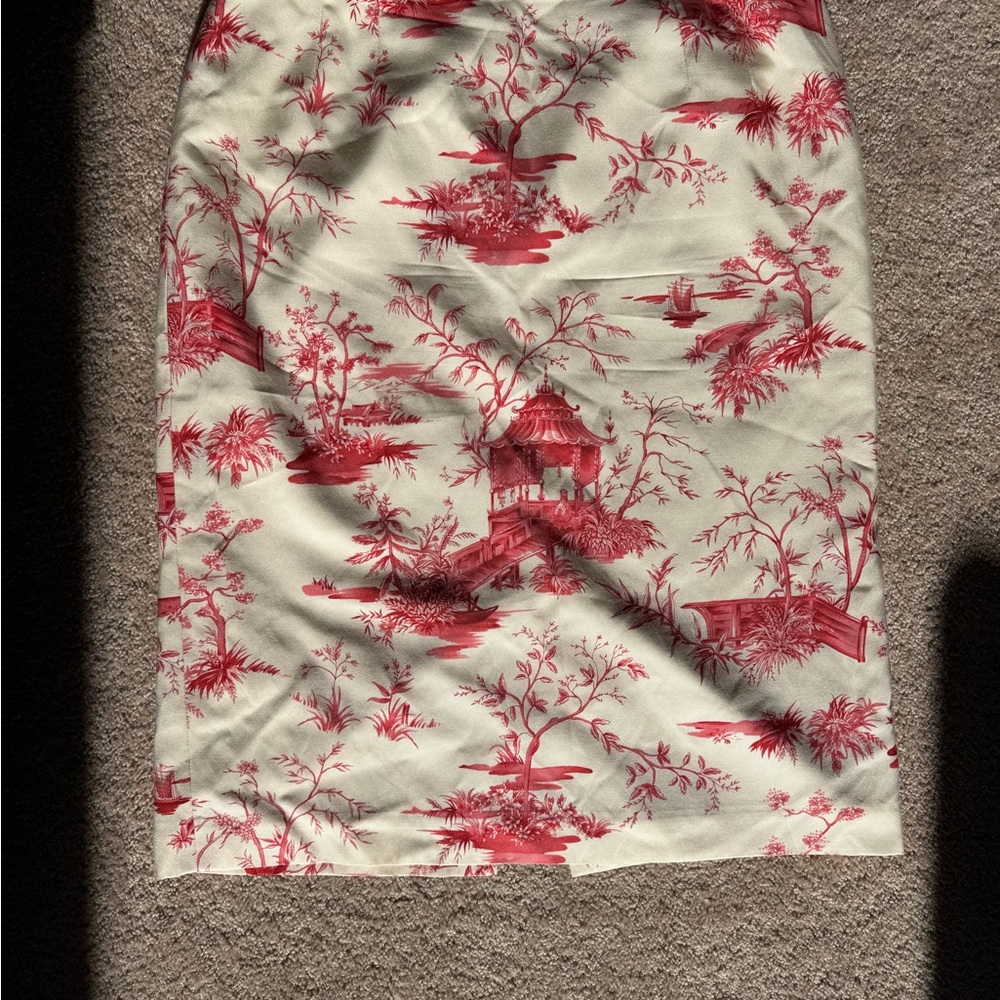 Talbots Red and Cream Pencil Skirt